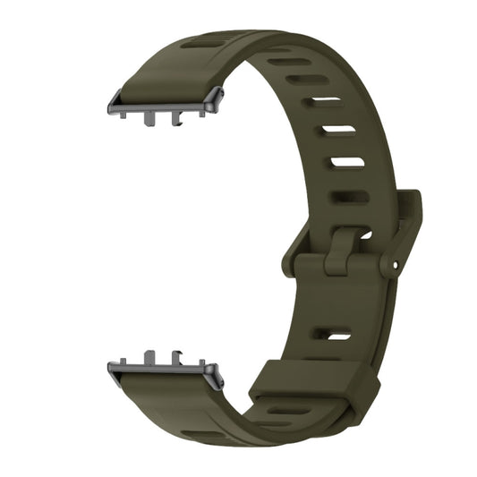 For Samsung Galaxy Fit 3 Mijobs Flat Hole Silicone Watch Band(Khaki Green+Black) by MIJOBS
