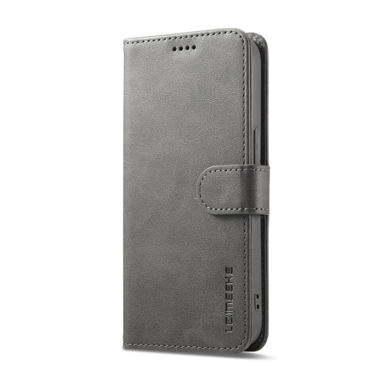 LC.IMEEKE Calf Texture Horizontal Flip Leather Case For iPhone 16e(Grey) by LC.IMEEKE
