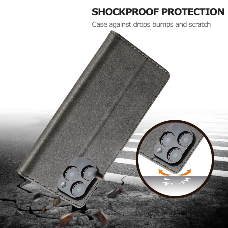 LC.IMEEKE Calf Texture Horizontal Flip Leather Case For iPhone 16 Pro Max(Grey) by LC.IMEEKE