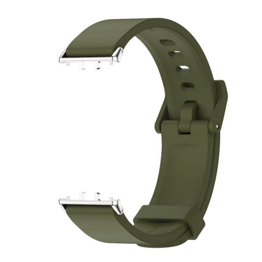 For Samsung Galaxy Fit 3 Mijobs Silicone Watch Band(Army Green+Silver) by MIJOBS