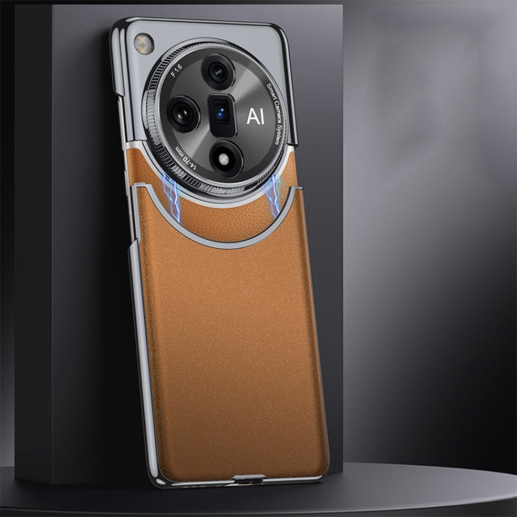 For OPPO Find X7 Ultra GKK Mortise-Tenon Connection Contrast Color Frosted AG Shockproof Phone Case(Brown) - OPPO Cases by GKK | Online Shopping UK | buy2fix