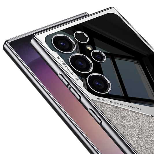 For Samsung Galaxy S23 Ultra GKK Leather Electroplating Supersonic Speed Shockproof Phone Case(Carbon Fibre) by GKK