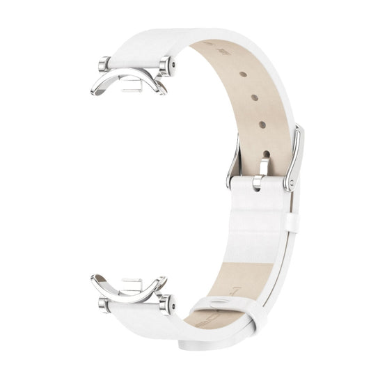 For Xiaomi Smart Band 10 / 9 / 8 Mijobs GT4 First Layer Cowhide Watch Band(White Silver) by MIJOBS