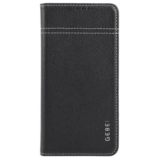 For Samsung Galaxy S25+ 5G GEBEI Top-grain Horizontal Flip Leather Phone Case(Black) - Galaxy S25+ 5G Cases by GEBEI | Online Shopping UK | buy2fix