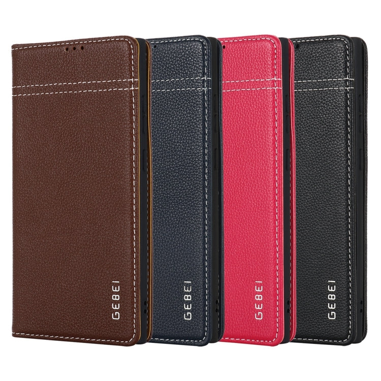 For Samsung Galaxy S24 5G GEBEI Top-grain Horizontal Flip Leather Phone Case(Black) by GEBEI
