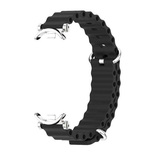 For Xiaomi Smart Band 10 / 9 / 8 Mijobs GT4 Marine Silicone Breathable Watch Band(Black Silver) by MIJOBS