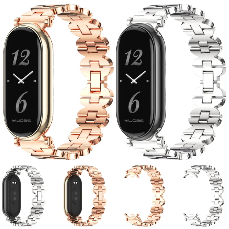For Xiaomi Smart Band 10 / 9 / 8 Mijobs GT4 Bone Chain Metal Watch Band(Rose Gold) - Watch Bands by MIJOBS | Online Shopping UK | buy2fix