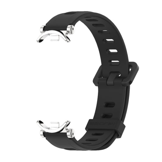 For Xiaomi Smart Band 10 / 9 / 8 Mijobs GT4 Flat Hole Silicone Watch Band(Black Silver) by MIJOBS