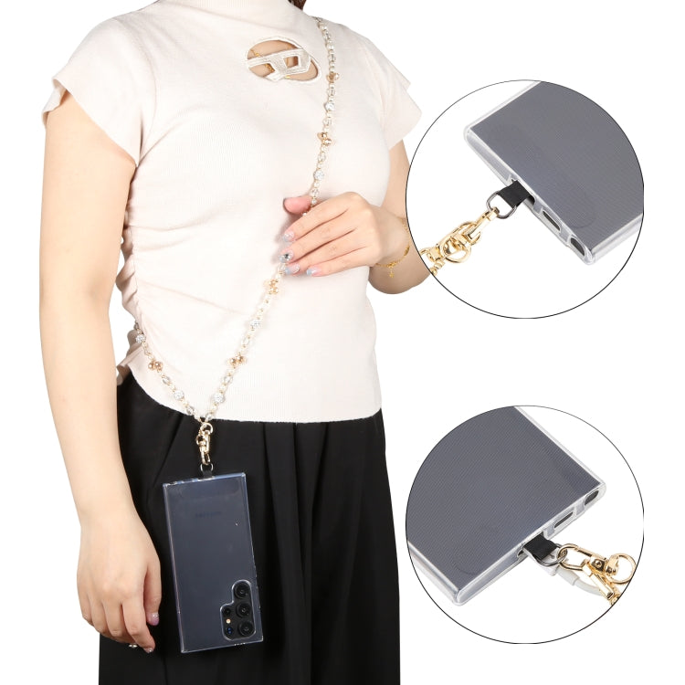 Mobile Phone Anti-lost Long Chain Flash Diamond Pearl Crossbody Lanyard(Black) - Lanyards & Wrist Straps by buy2fix | Online Shopping UK | buy2fix