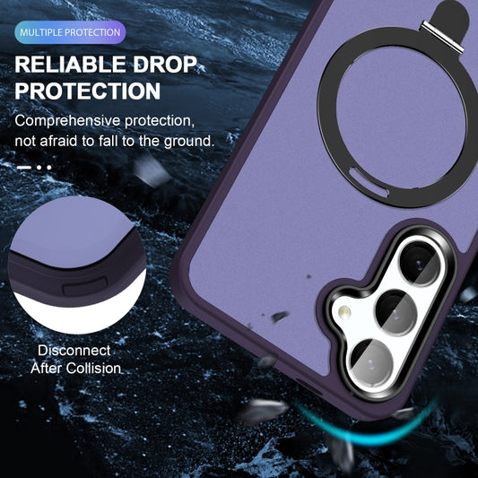 For Samsung Galaxy S23 5G MagSafe Holder Skin-feel PC Hybrid TPU Phone Case(Dark Purple) by buy2fix