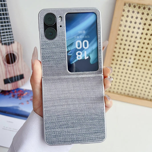 For OPPO Find N2 Flip Illusory Color Leather Texture PC Phone Case(Blue) by buy2fix