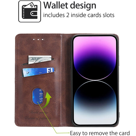 For Motorola Moto G Play 4G 2024 Cow Texture Magnetic Leather Phone Case(Dark Brown) by buy2fix