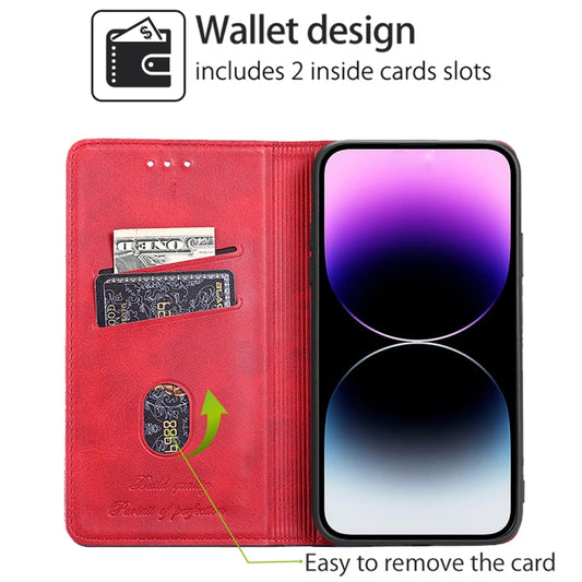 For Motorola Moto G Play 4G 2024 Cow Texture Magnetic Leather Phone Case(Red) by buy2fix