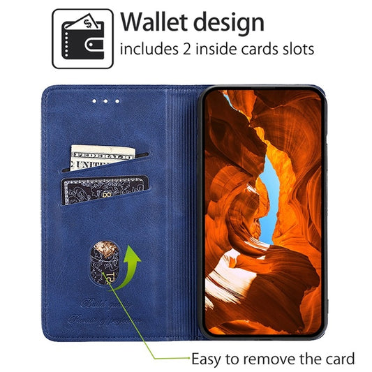 For Motorola Edge 5G 2024 Cow Texture Magnetic Leather Phone Case(Blue) by buy2fix