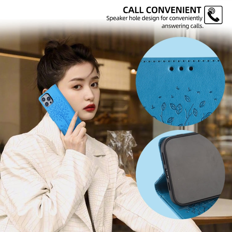 For Realme C53 4G / Narzo N53 4G Tree & Deer Embossed Leather Phone Case(Blue) by buy2fix