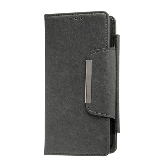 For iPhone 15 Multifunctional 7-Cards Wallet Leather Phone Case(Grey) - iPhone 15 Cases by buy2fix | Online Shopping UK | buy2fix