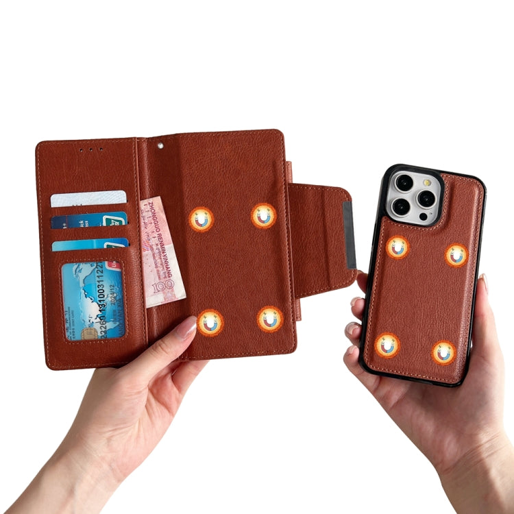 For iPhone 16 Pro Max Multifunctional 7-Cards Wallet Leather Phone Case(Brown) by buy2fix