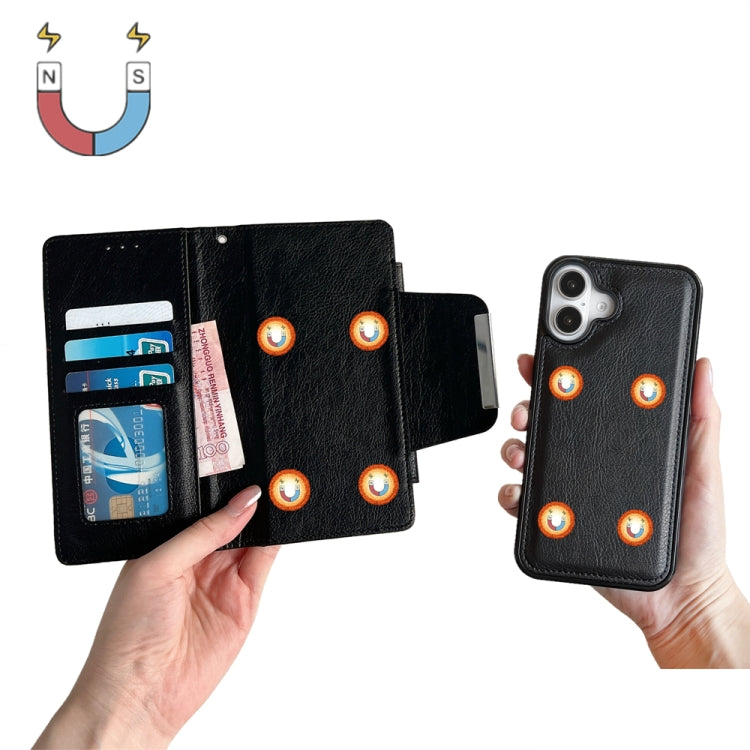For iPhone 16 Plus Multifunctional 7-Cards Wallet Leather Phone Case(Black) by buy2fix