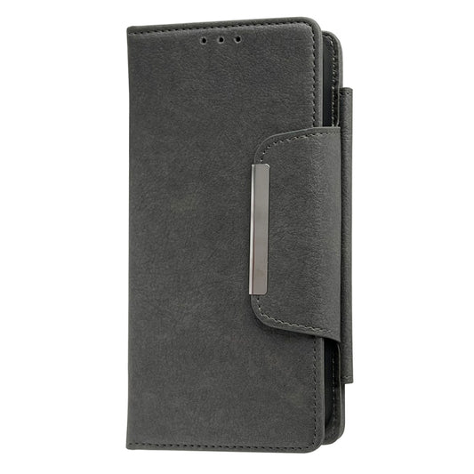For iPhone 16 Plus Multifunctional 7-Cards Wallet Leather Phone Case(Grey) by buy2fix