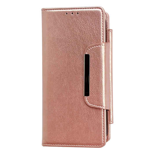 For iPhone 16 Plus Multifunctional 7-Cards Wallet Leather Phone Case(Rose Gold) by buy2fix