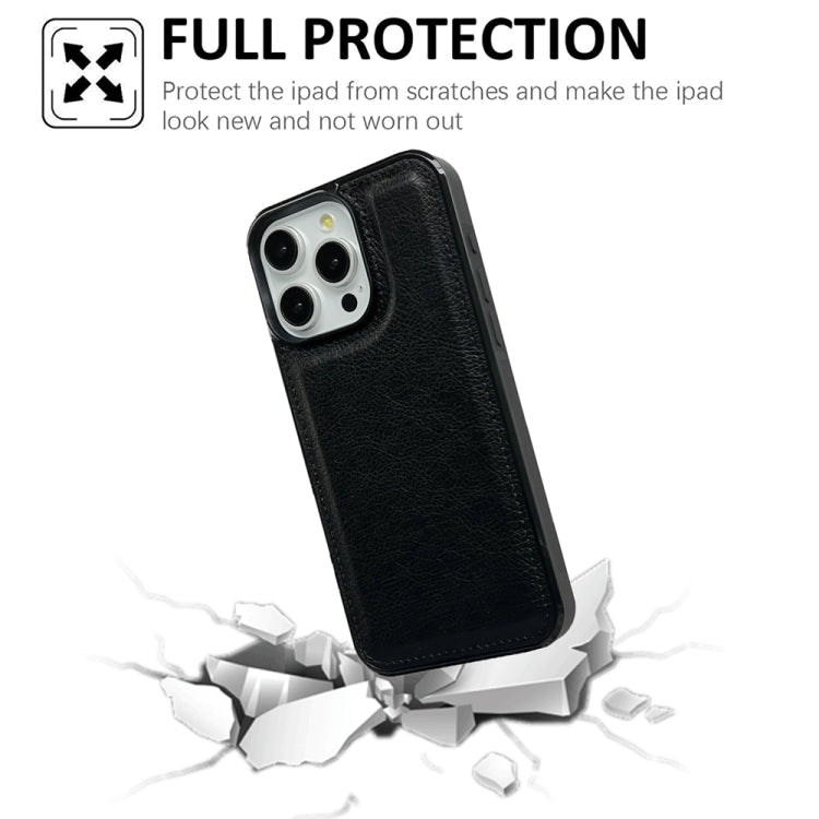 For iPhone 16 Pro Max Cowhide Texture Back Cover Phone Case(Black) by buy2fix