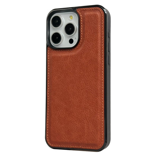For iPhone 16 Pro Max Cowhide Texture Back Cover Phone Case(Brown) by buy2fix