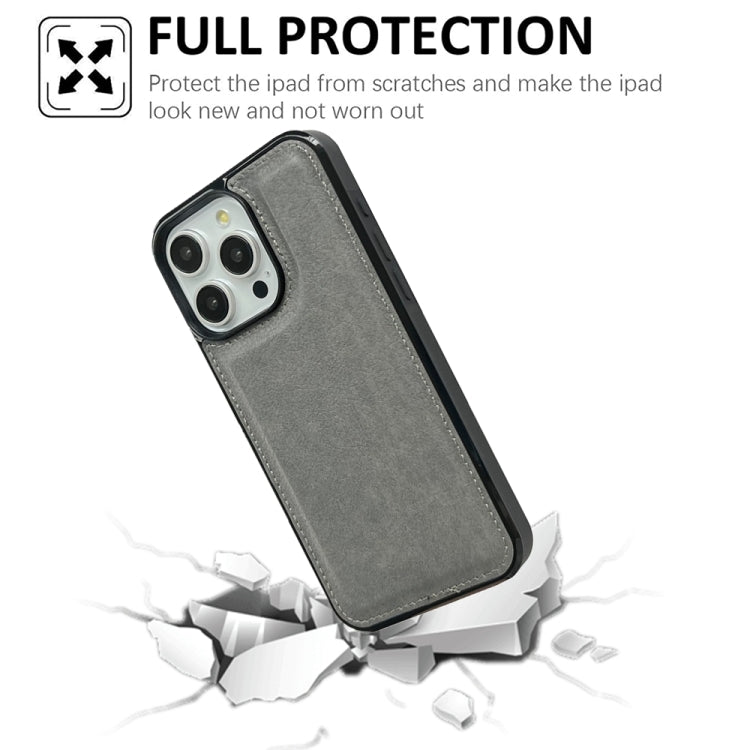 For iPhone 16 Pro Cowhide Texture Back Cover Phone Case(Grey) by buy2fix