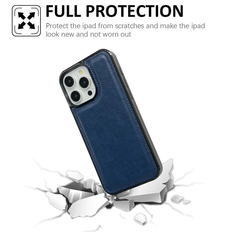 For iPhone 16 Pro Cowhide Texture Back Cover Phone Case(Royal Blue) by buy2fix