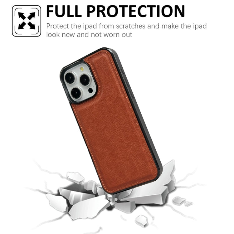 For iPhone 16 Pro Cowhide Texture Back Cover Phone Case(Brown) by buy2fix