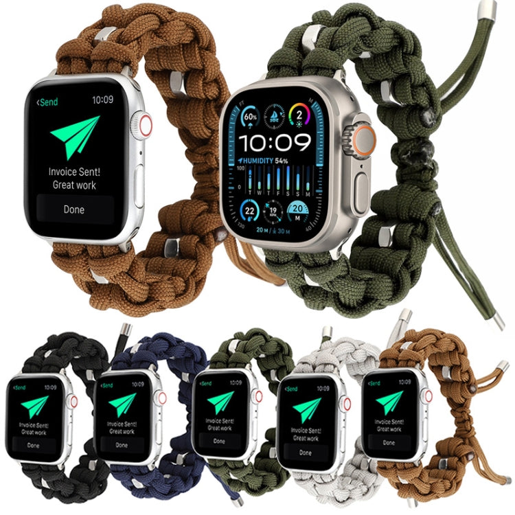 For Apple Watch Ultra 49mm Screw Nut Braided Paracord Watch Band(Green) by buy2fix