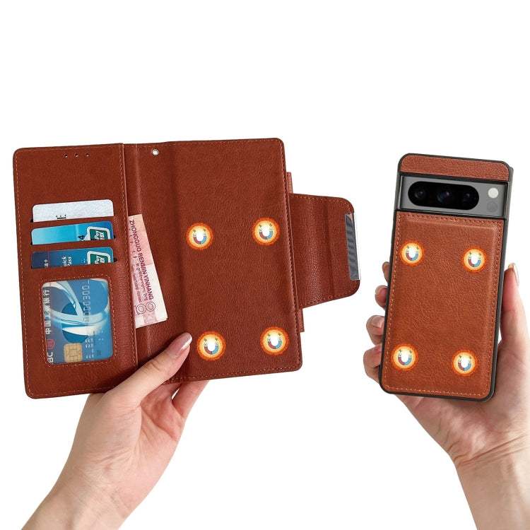 For Google Pixel 9 Pro XL Multifunctional 7-Card Wallet Leather Phone Case(Brown) by buy2fix