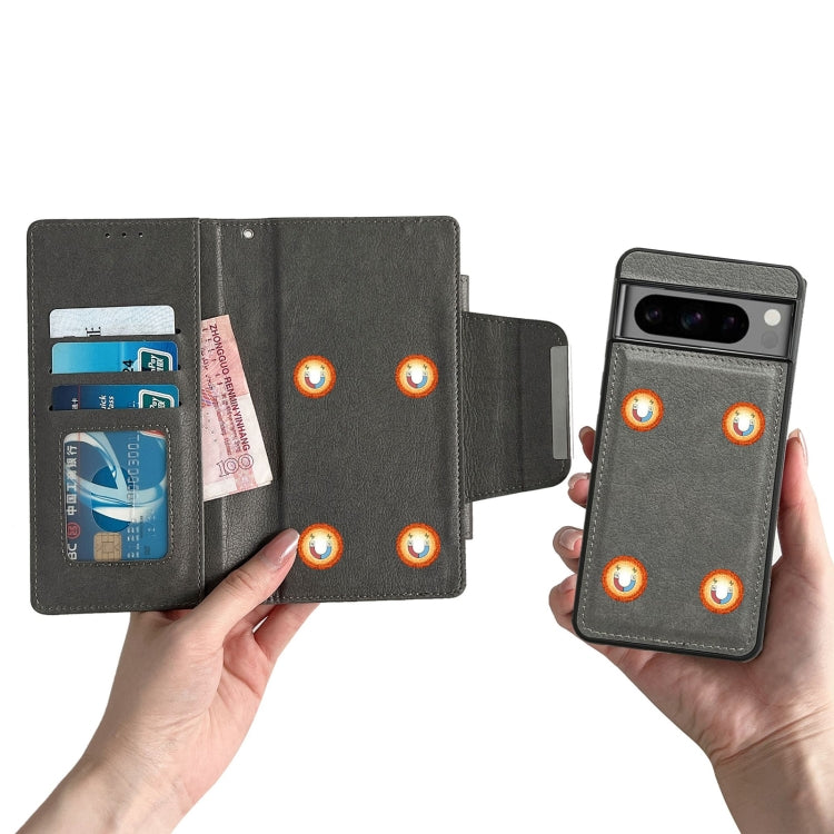 For Google Pixel 9 / Pixel 9 Pro Multifunctional 7-Card Wallet Leather Phone Case(Grey) by buy2fix