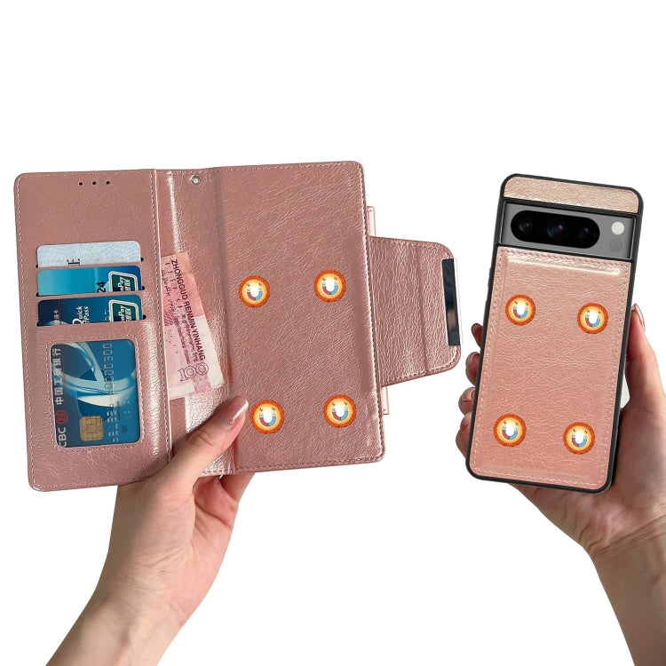 For Google Pixel 9 / Pixel 9 Pro Multifunctional 7-Card Wallet Leather Phone Case(Rose Gold) by buy2fix