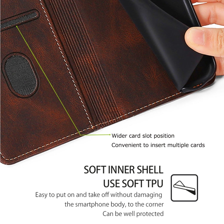 For Motorola Moto G Play 4G 2024 Skin Feel Magnetic Buckle Leather Phone Case(Brown) by buy2fix