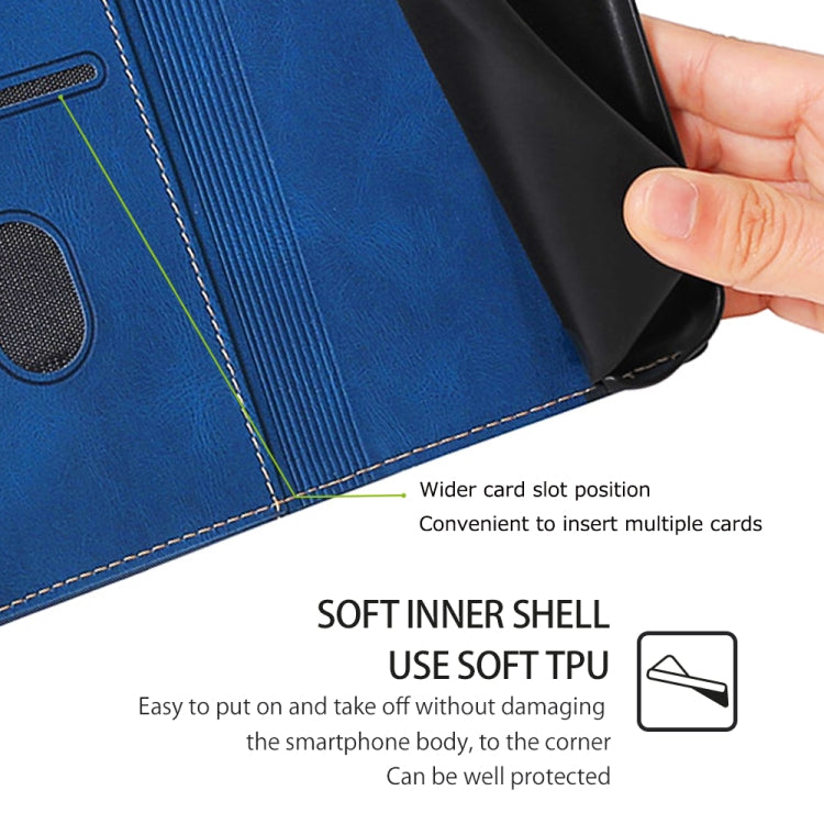 For Motorola Moto G Play 4G 2024 Skin Feel Magnetic Buckle Leather Phone Case(Blue) by buy2fix