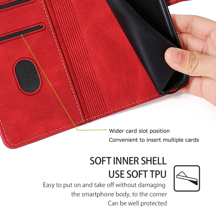 For Motorola Moto G Play 4G 2024 Skin Feel Magnetic Buckle Leather Phone Case(Red) by buy2fix