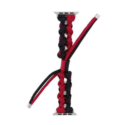 For Apple Watch Ultra 2 49mm Screw Nut Dual-Color Braided Paracord Watch Band(Black Red) by buy2fix