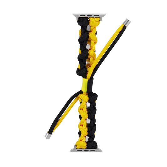 For Apple Watch Ultra 49mm Screw Nut Dual-Color Braided Paracord Watch Band(Black Yellow) by buy2fix