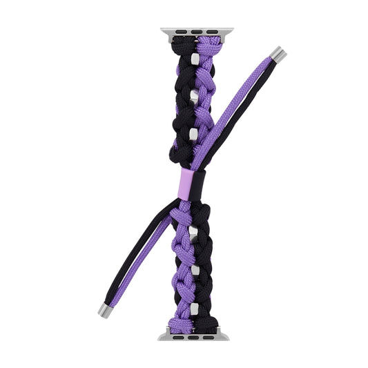 For Apple Watch Ultra 49mm Screw Nut Dual-Color Braided Paracord Watch Band(Black Purple) by buy2fix