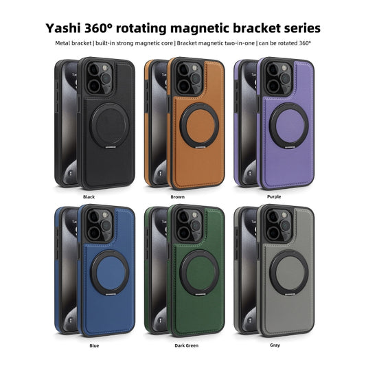 For iPhone 14 Pro Max Yashi 360 Degree Rotating MagSafe Bracket Phone Case(Grey) - iPhone 14 Pro Max Cases by buy2fix | Online Shopping UK | buy2fix