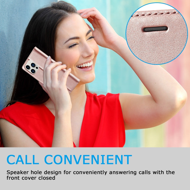 For iPhone 16 Pro LC.IMEEKE Strong Magnetism Microfiber Leather Phone Case(Rose Gold) by LC.IMEEKE