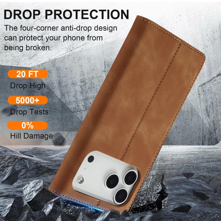 For iPhone 17 Pro LC.IMEEKE Strong Magnetism Microfiber Leather Phone Case(Brown) - iPhone 17 Pro Cases by LC.IMEEKE | Online Shopping UK | buy2fix
