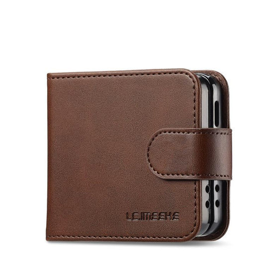 For Samsung Galaxy Z Flip7 5G LC.IMEEKE Calf Texture Leather Phone Case(Coffee) - Galaxy Z Flip7 5G Cases by LC.IMEEKE | Online Shopping UK | buy2fix