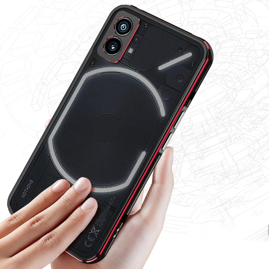 For Nothing Phone 2 Aurora Series Lens Protector + Metal Frame Protective Phone Case(Black Red) - Nothing Cases by buy2fix | Online Shopping UK | buy2fix
