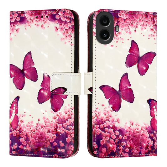 For Nothing CMF Phone 1 3D Painting Horizontal Flip Leather Phone Case(Rose Butterfly) - Nothing Cases by buy2fix | Online Shopping UK | buy2fix