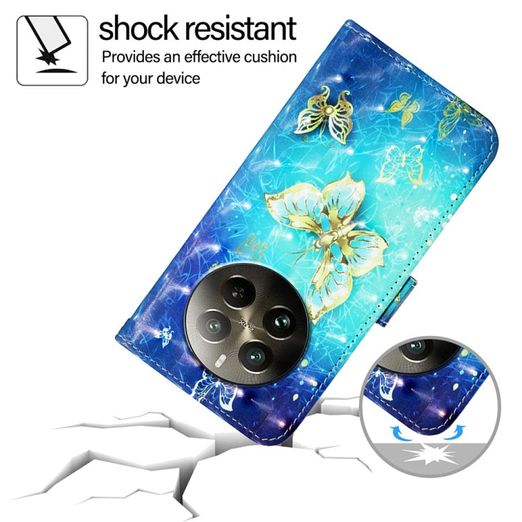 For Realme 12 Pro / Realme 12 Pro+ 3D Painting Horizontal Flip Leather Phone Case(Golden Butterfly) by buy2fix