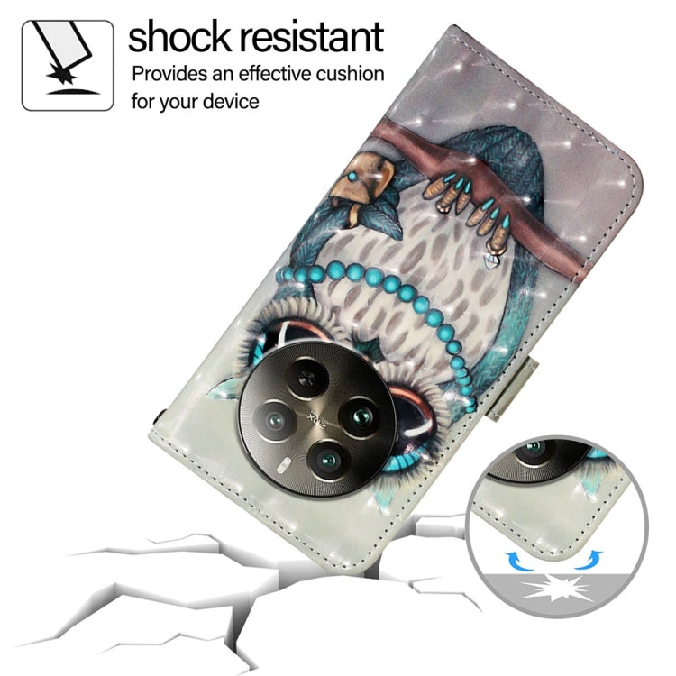 For Realme 12 Pro / Realme 12 Pro+ 3D Painting Horizontal Flip Leather Phone Case(Grey Owl) by buy2fix