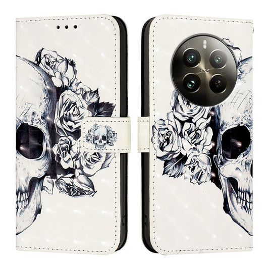 For Realme 12 Pro / Realme 12 Pro+ 3D Painting Horizontal Flip Leather Phone Case(Skull) by buy2fix