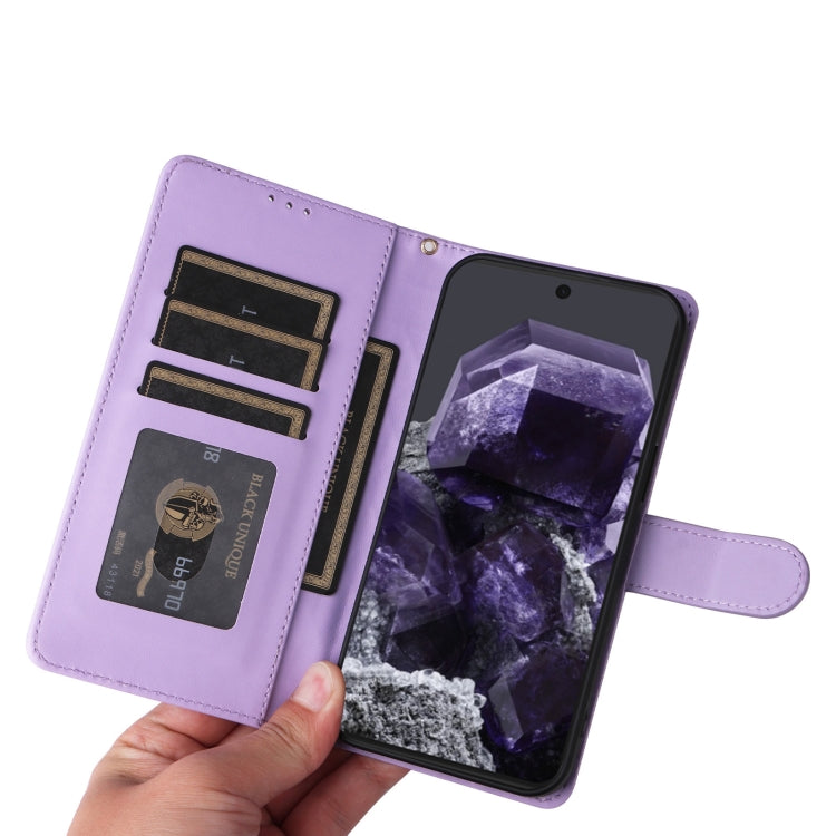 For Google Pixel 9 Pro Diamond Lattice Leather Flip Phone Case(Light Purple) by buy2fix
