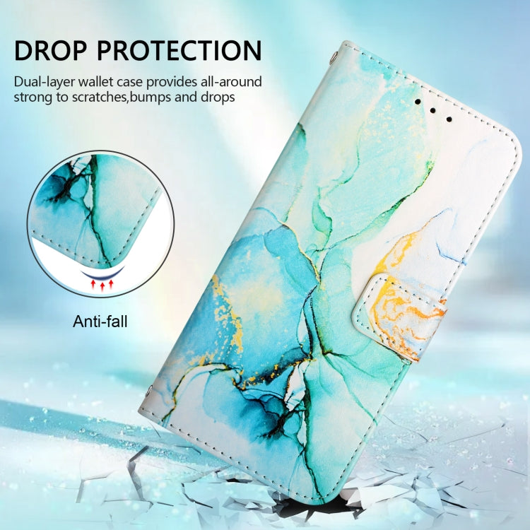 For OnePlus 12 5G Global PT003 Marble Pattern Flip Leather Phone Case(Green) by buy2fix